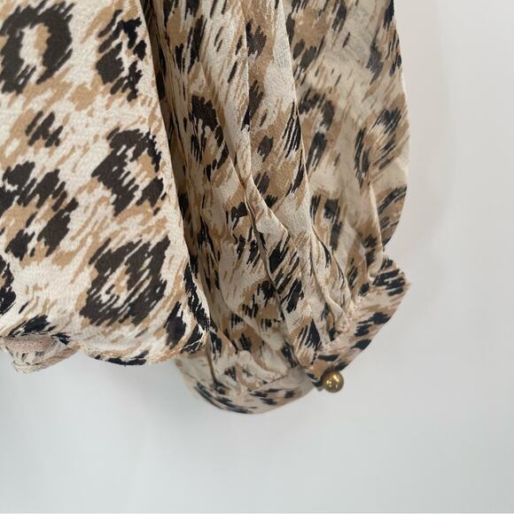 JOIE Blouse Medium Cordell 100% Silk Animal Print Cappuccino Business Office NWT - Picture 13 of 16